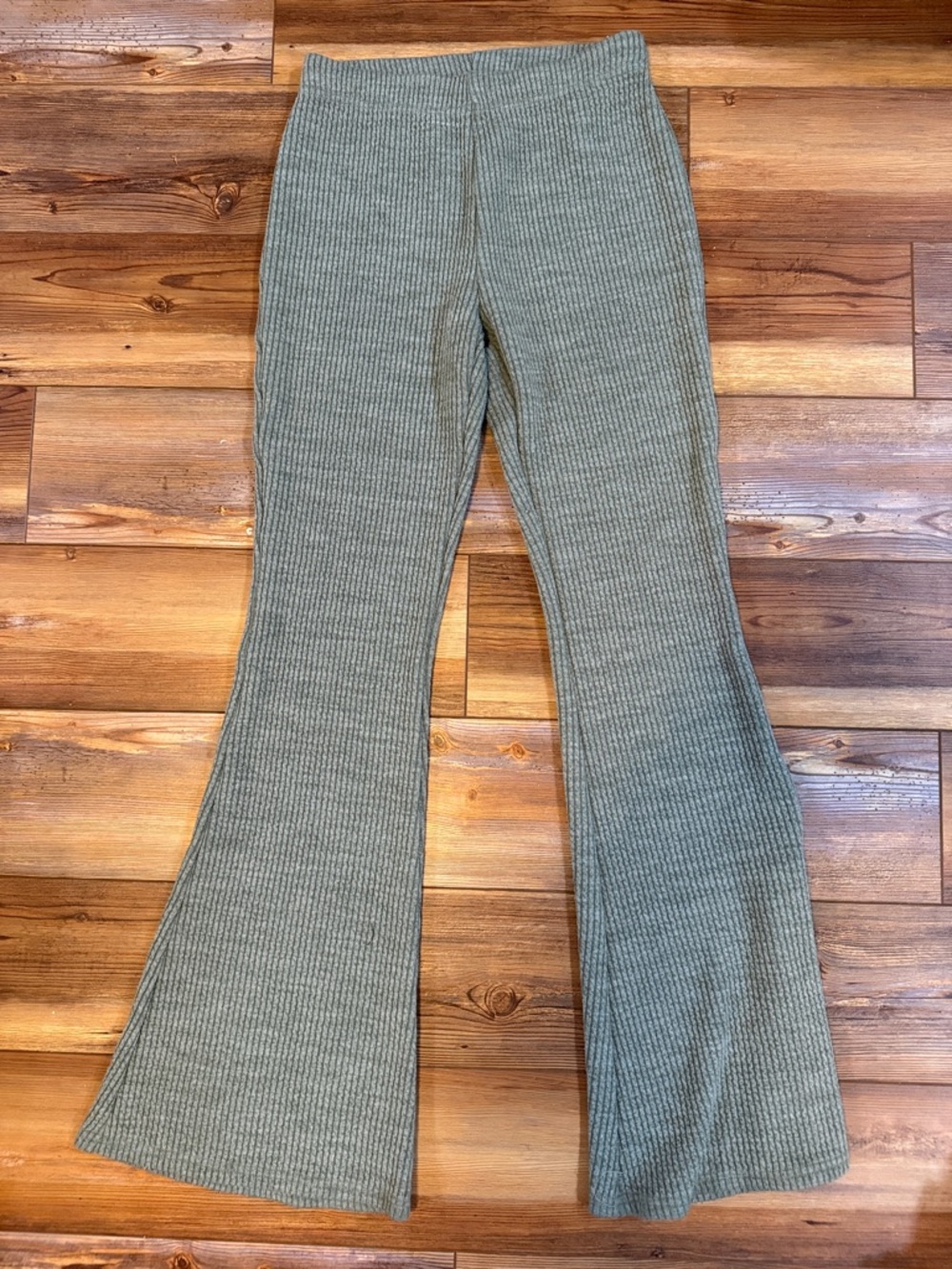 American Eagle Outfitters Heathered Olive Green Ribbed Knit Pants
